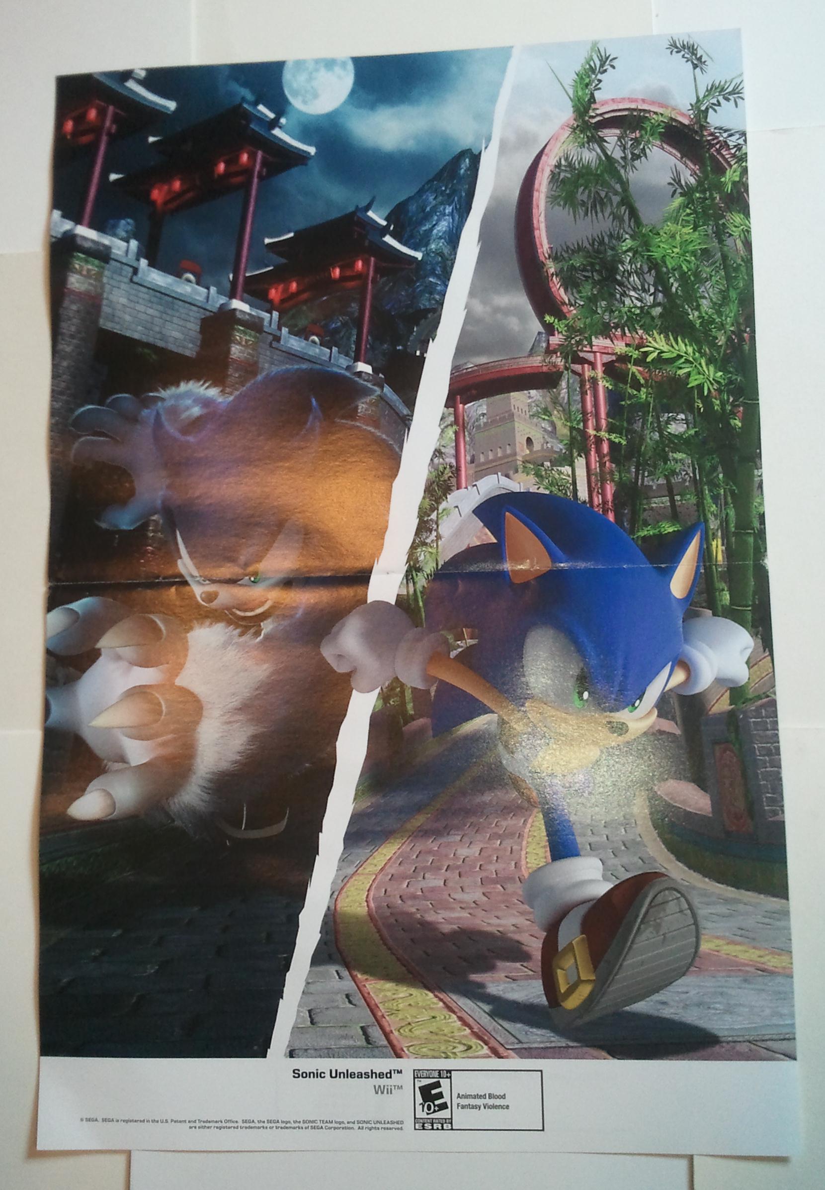 Cartel De Sonic Unleashed Nintendo Wii Sega Pelicula De El Erizo Werehog Mania Sony Ebay - el team sonic en roblox sonic world adventure en roblox como